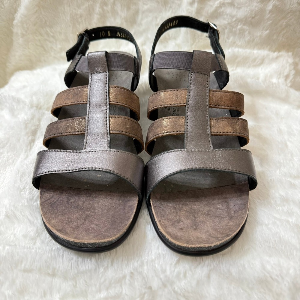 SAS Tripad Allegro Sandals Tricolor Pewter Women Sz 10 N Wedge Metallic Leather
